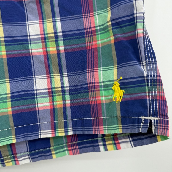 Polo Ralph Lauren Swim Shorts Men Medium Multicolor Plaid Trunks Lined Elastic - Picture 4 of 15